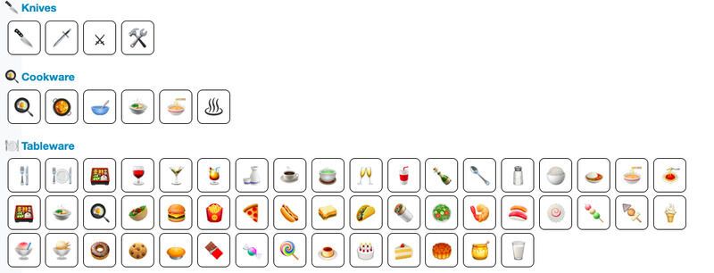 Novelty Kitchen-Themed Emojis