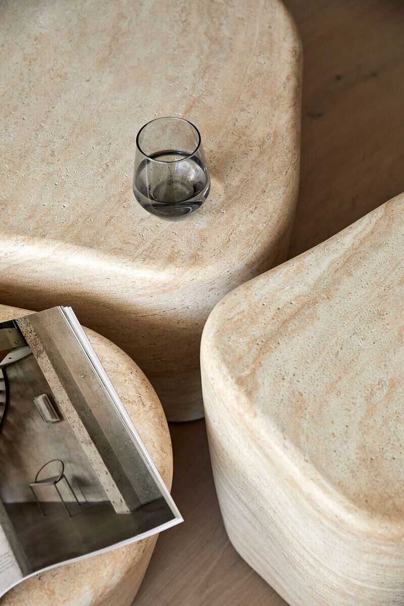 Versatile Travertine-Inspired Tables