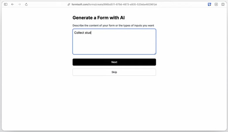 AI Form Creation