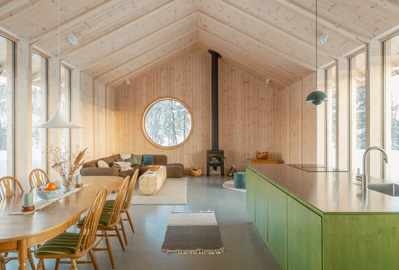 Circular Windowed Woodland Cabins