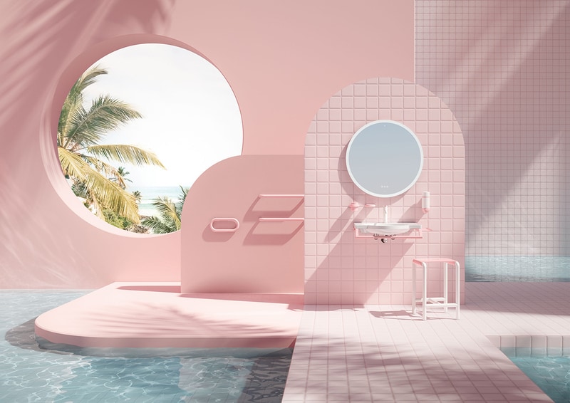 Pink-Hued Bath Lines
