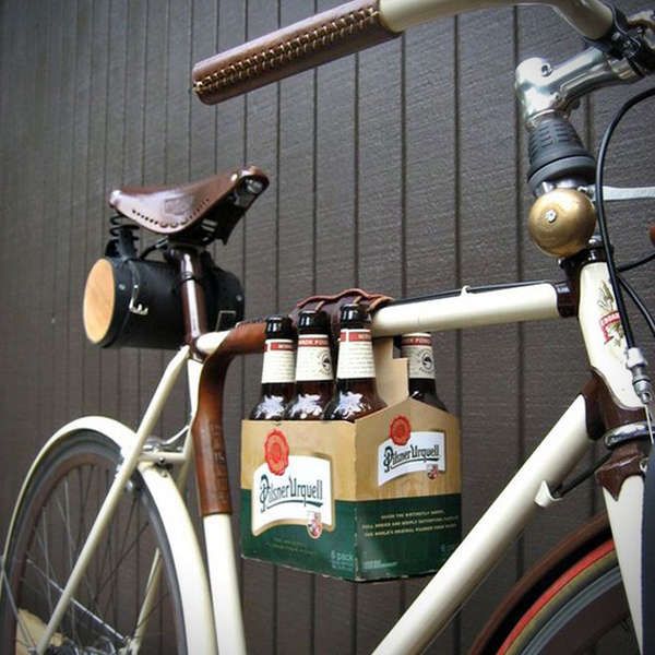 Cowhide Bicycle Booze Straps