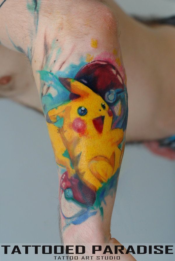 Cartoonish Watercolor Tattoos