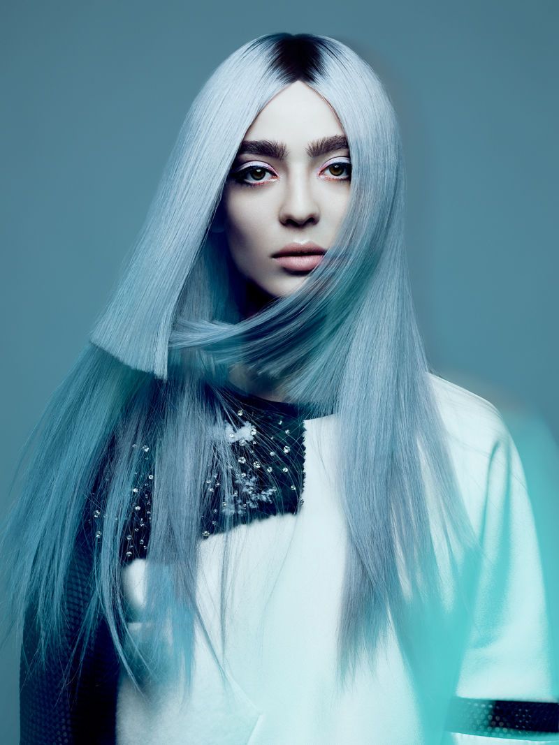 Blue-Tinged Hair Photography