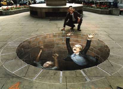 3D Illusion Chalk Drawings