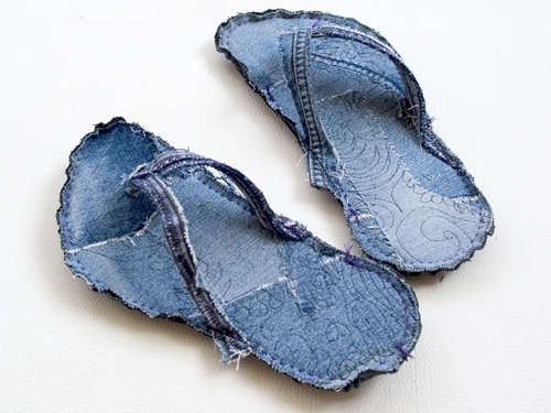 Upcycled Blue Jean Slippers