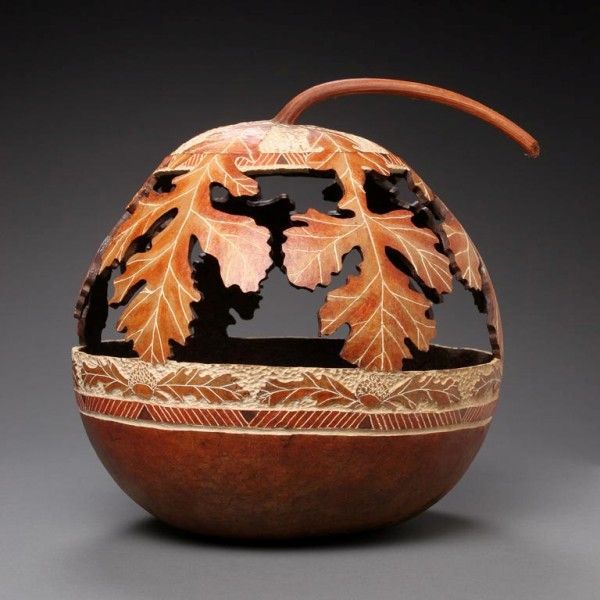 Intricately Carved Gourds