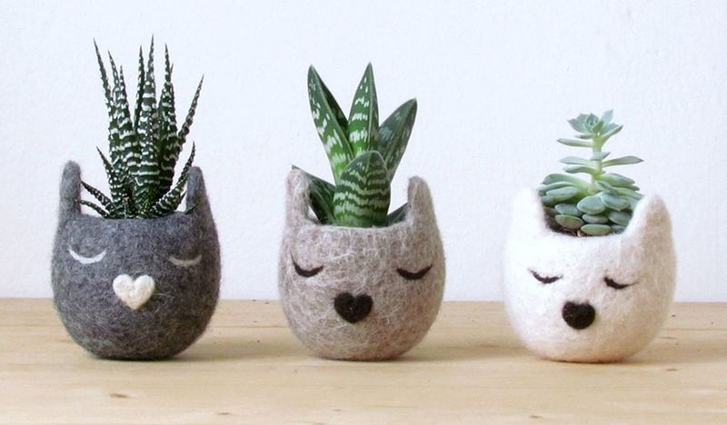 Felt Feline Planters