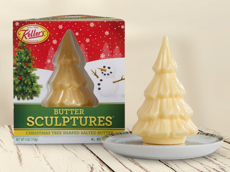 Tree-Shaped Butter Sculptures : Christmas Tree Shaped Butter Sculpture