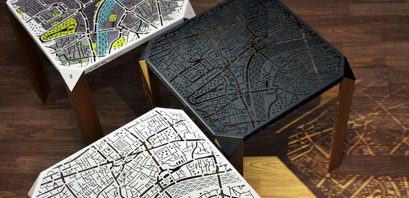 Cartographic Side Tables