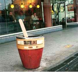 Coffee Taste Like Crap? Ad Firm Brands Garbage Cans Outside Competitor Shops