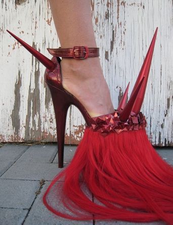 Spiked Wig-Wearing Heels