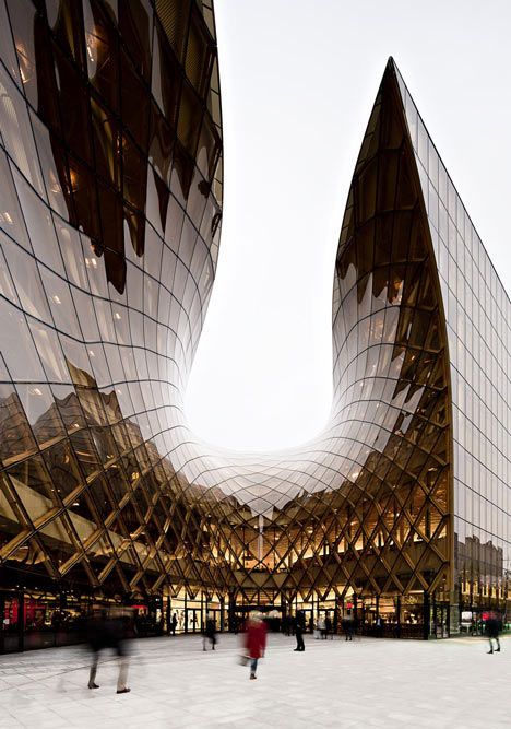 Golden Curved Mall Entrances