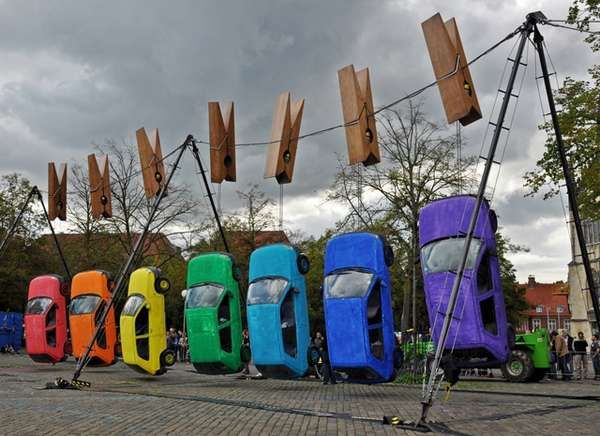 Clothespinned Car Installations