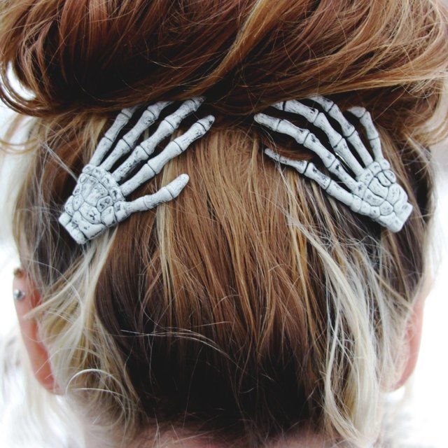 Skeletal Hand Hair Clips