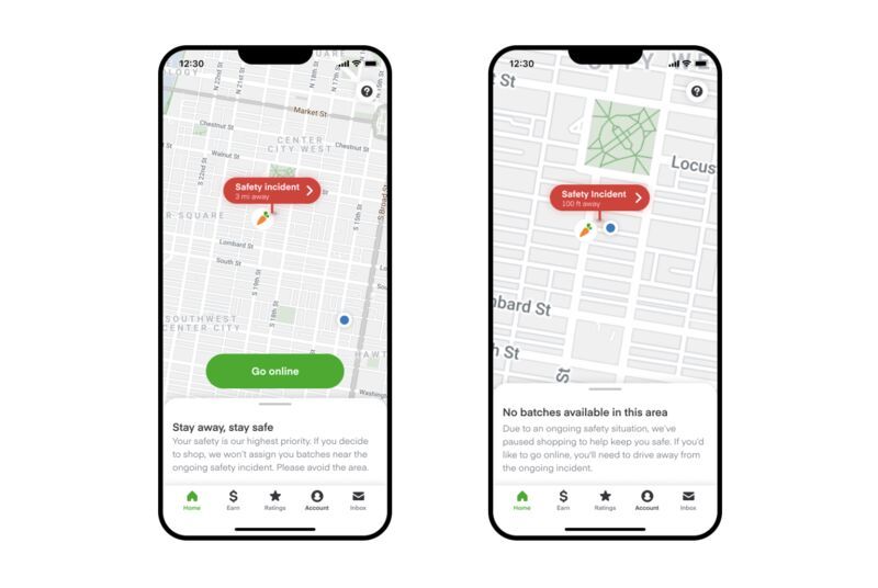Real-Time Delivery Safety Features : Instacart Shopper Safety Alert