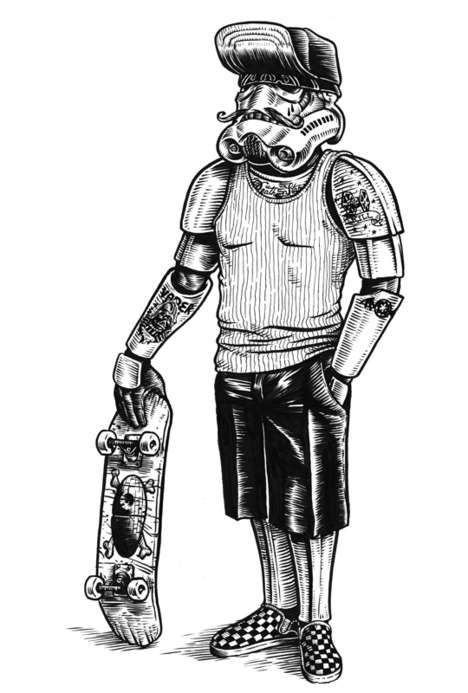 Sci-Fi Skater Illustrations