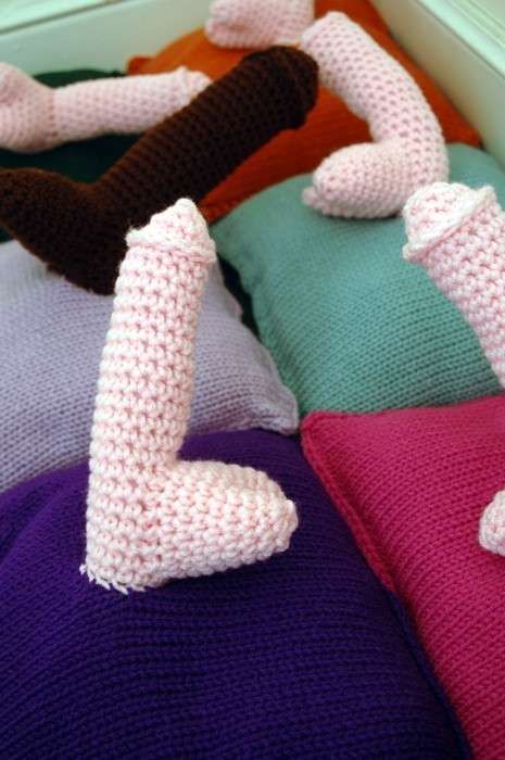 Crocheted Phallic Pillows