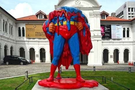 Melting Superhero Sculptures