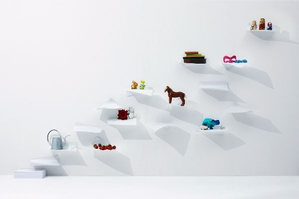 Floating Paper-Inspired Shelves