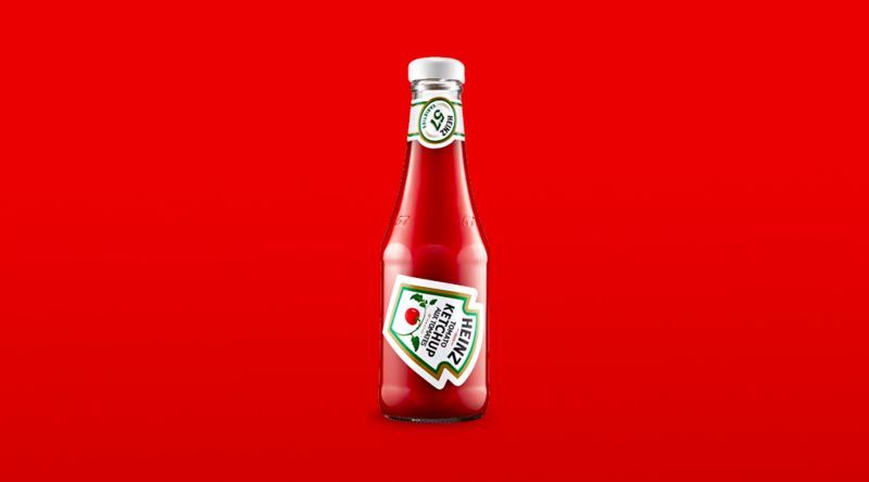 Glass Bottle Of Heinz Tomato Ketchup On A White Background High