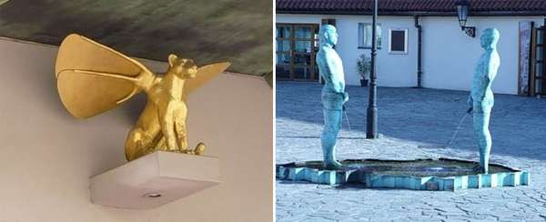 Peeing Public Statues