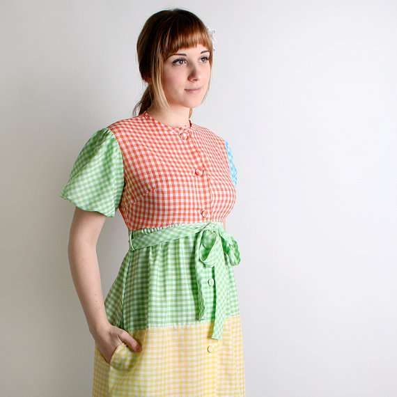 - Rainbow Checkered Dress