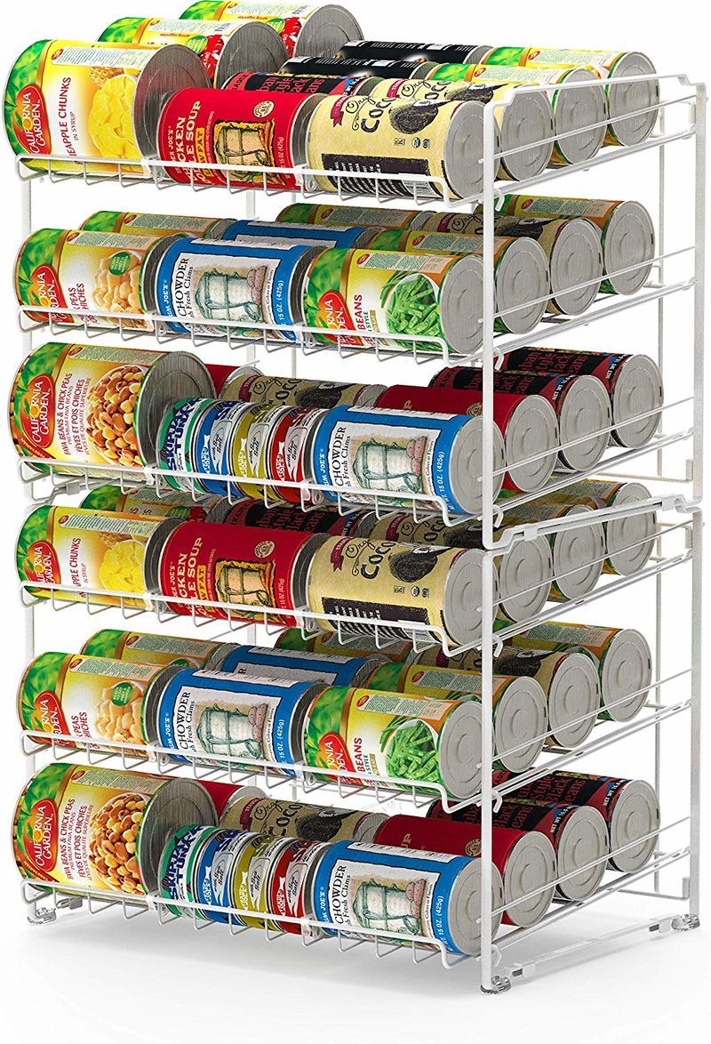 Simple Trending Can Rack Organizer, Stackable Can Storage Dispenser Holds  up to 36 Cans for Kitchen Cabinet or Pantry, White 1 