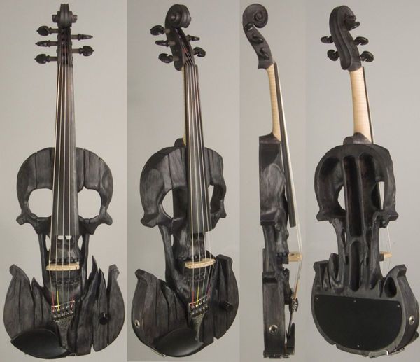 Hand-Carved Skull Violins