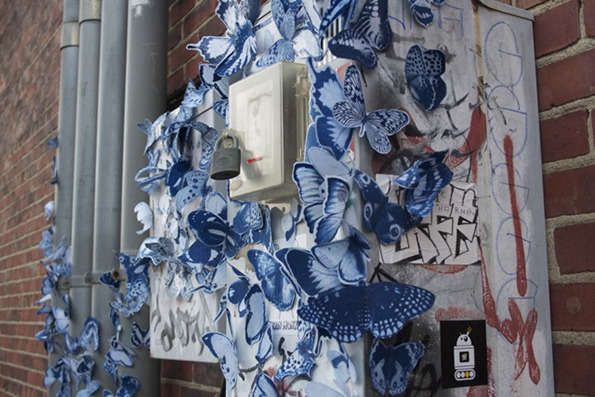 Butterfly-Bombed Street Art