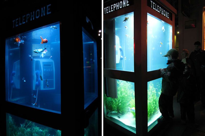 Repurposed Aquarium Phone Booths
