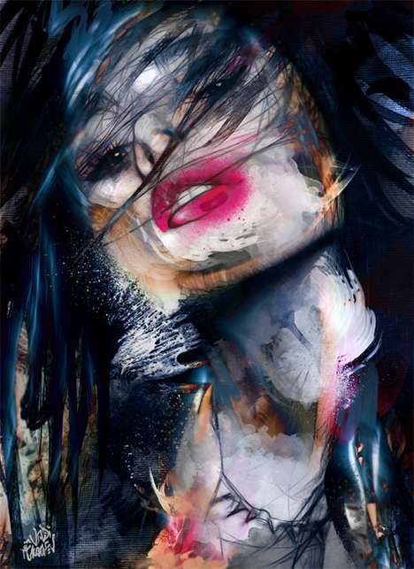 Chaotic Smeared Paint Portraits