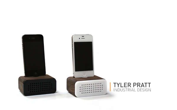 Sleek Wooden Phone Speakers