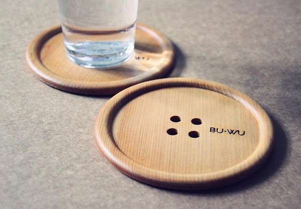 Button-Shaped Wooden Coasters