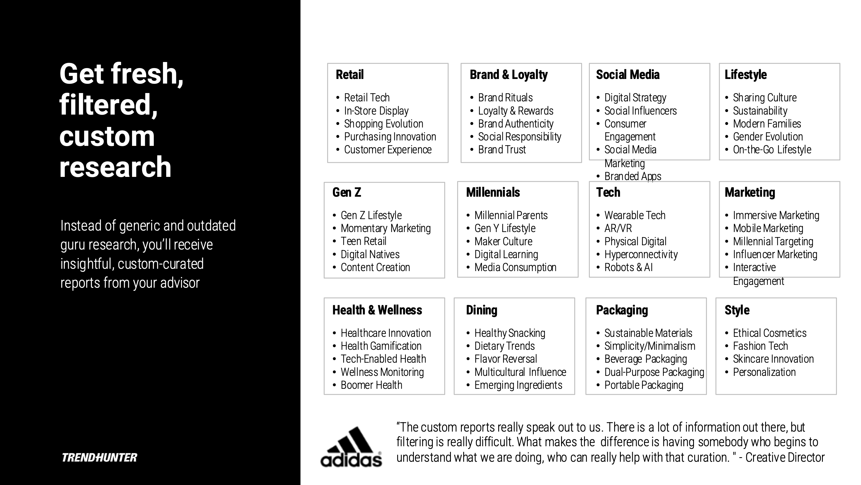 Image Slide: Get fresh, filtered, custom research in 50+ categories